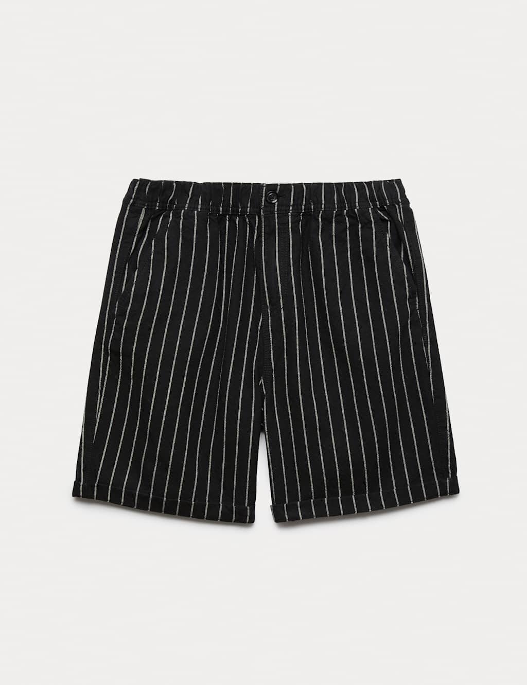 M&S Boys Pure Cotton Striped Shorts (6-16 Yrs) - 6-7 Years - Black Mix