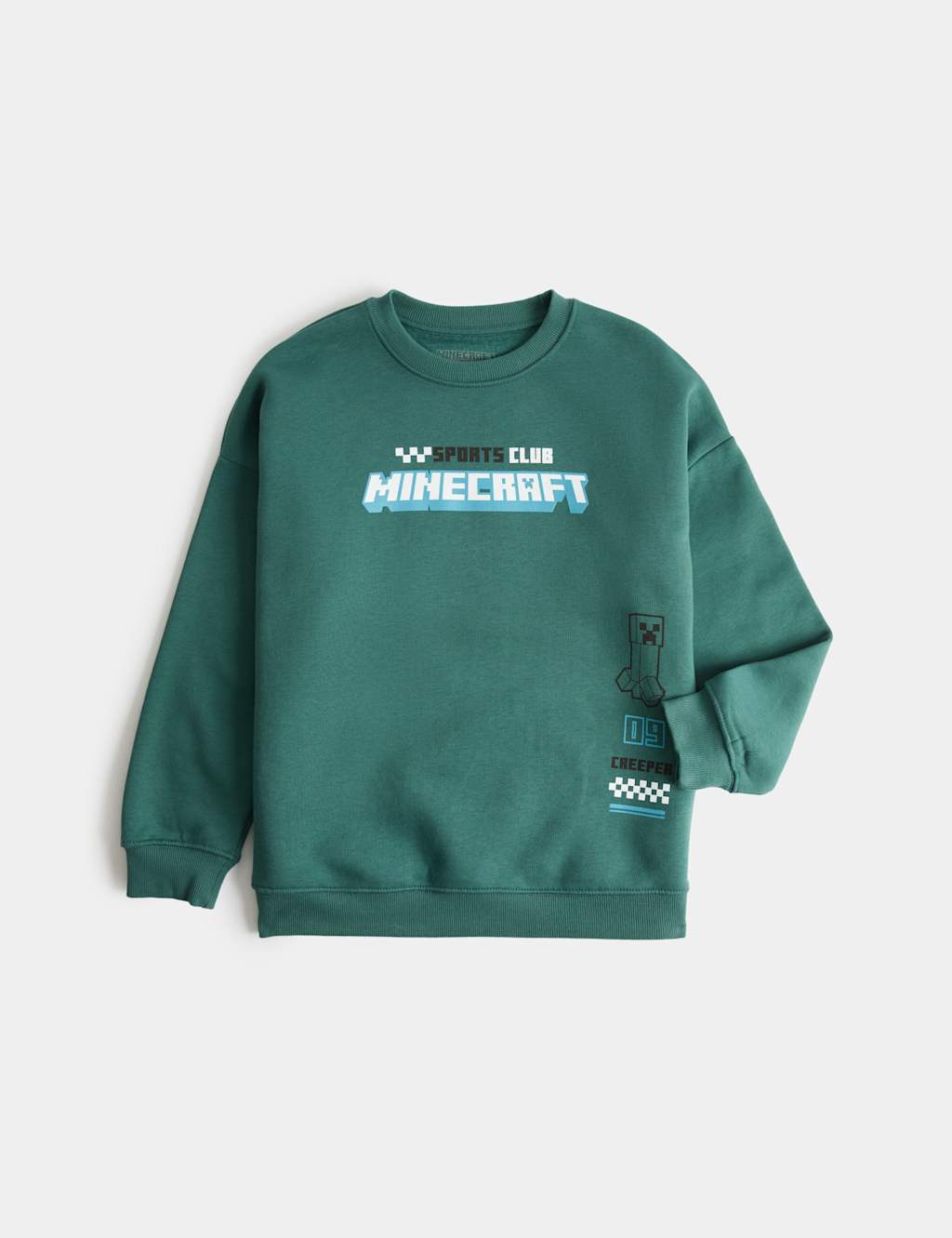 M&S Boys Cotton Rich Minecraft Graphic Sweatshirt (6-16 Yrs) - 13-14 Years - Green