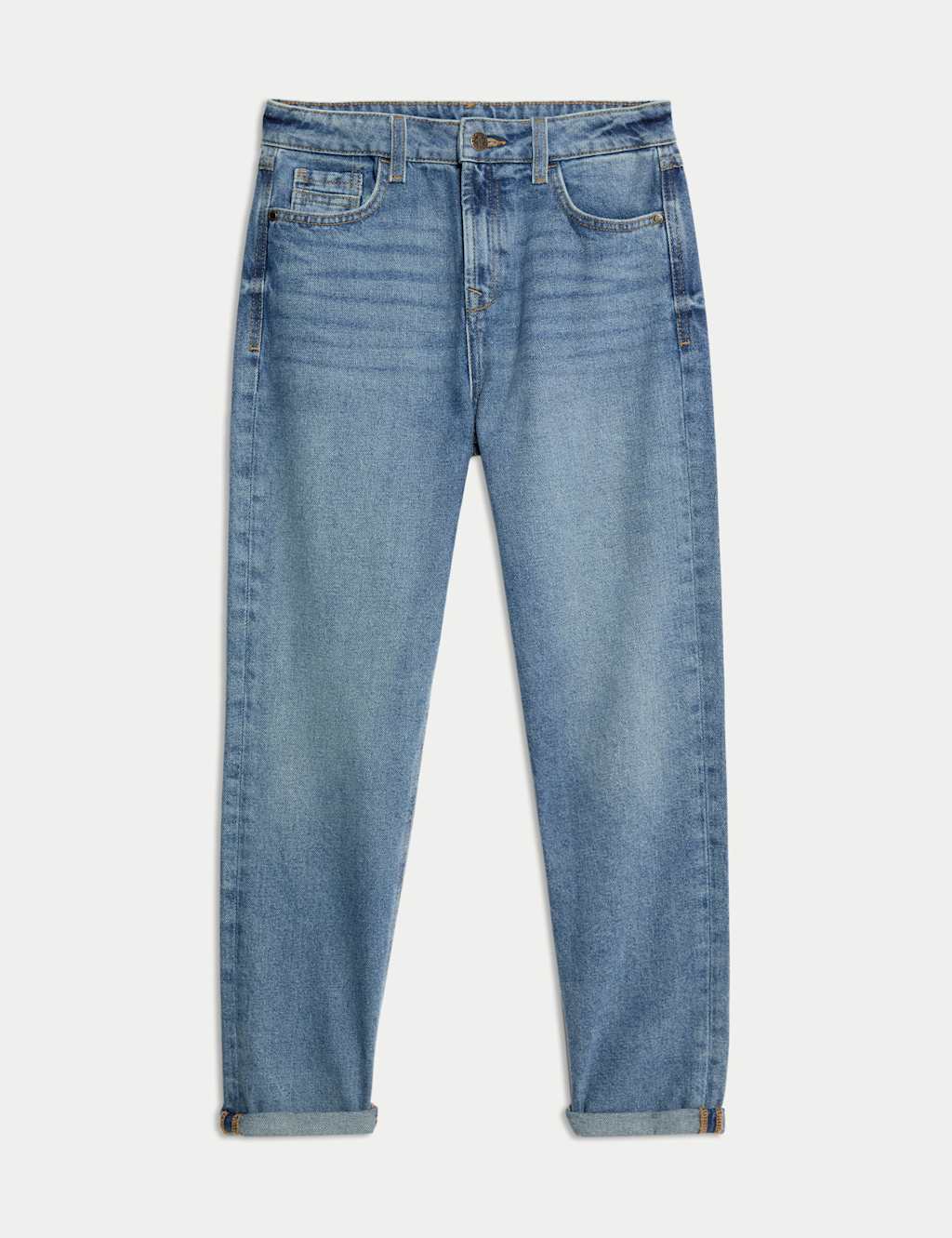 M&S Pure Cotton Relaxed Fit Jeans (6-16 Yrs) Medium Blue