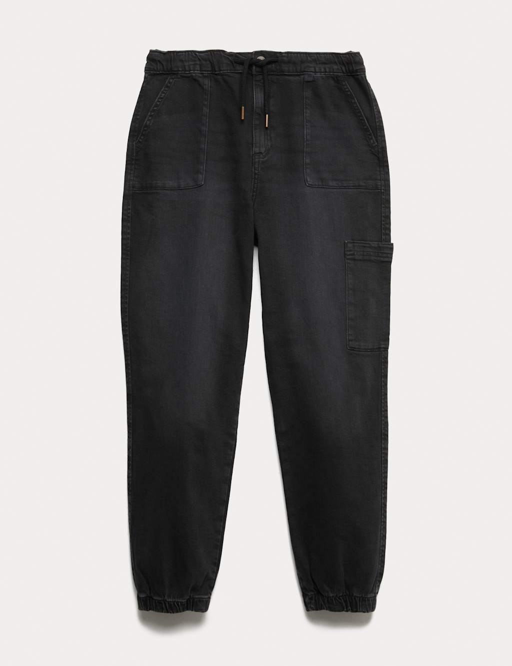 M&S Cotton Rich Denim Drawstring Jeans (6-16 Yrs) Black