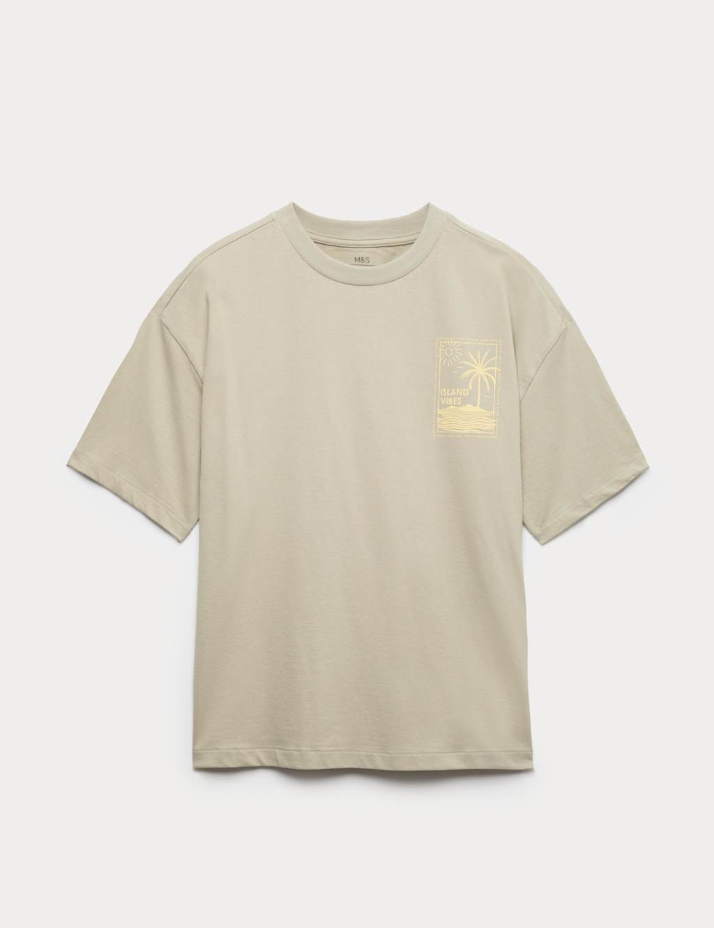 M&S Boys Pure Cotton Graphic T-Shirt (6-16 Yrs) - 15-16 Years - Light Khaki