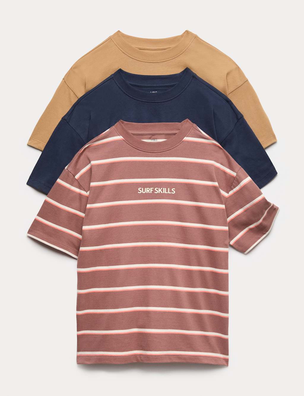 M&S Boys 3 Pack Pure Cotton Graphic T-Shirts (6-16 Yrs) - 6-7 Years - Multi
