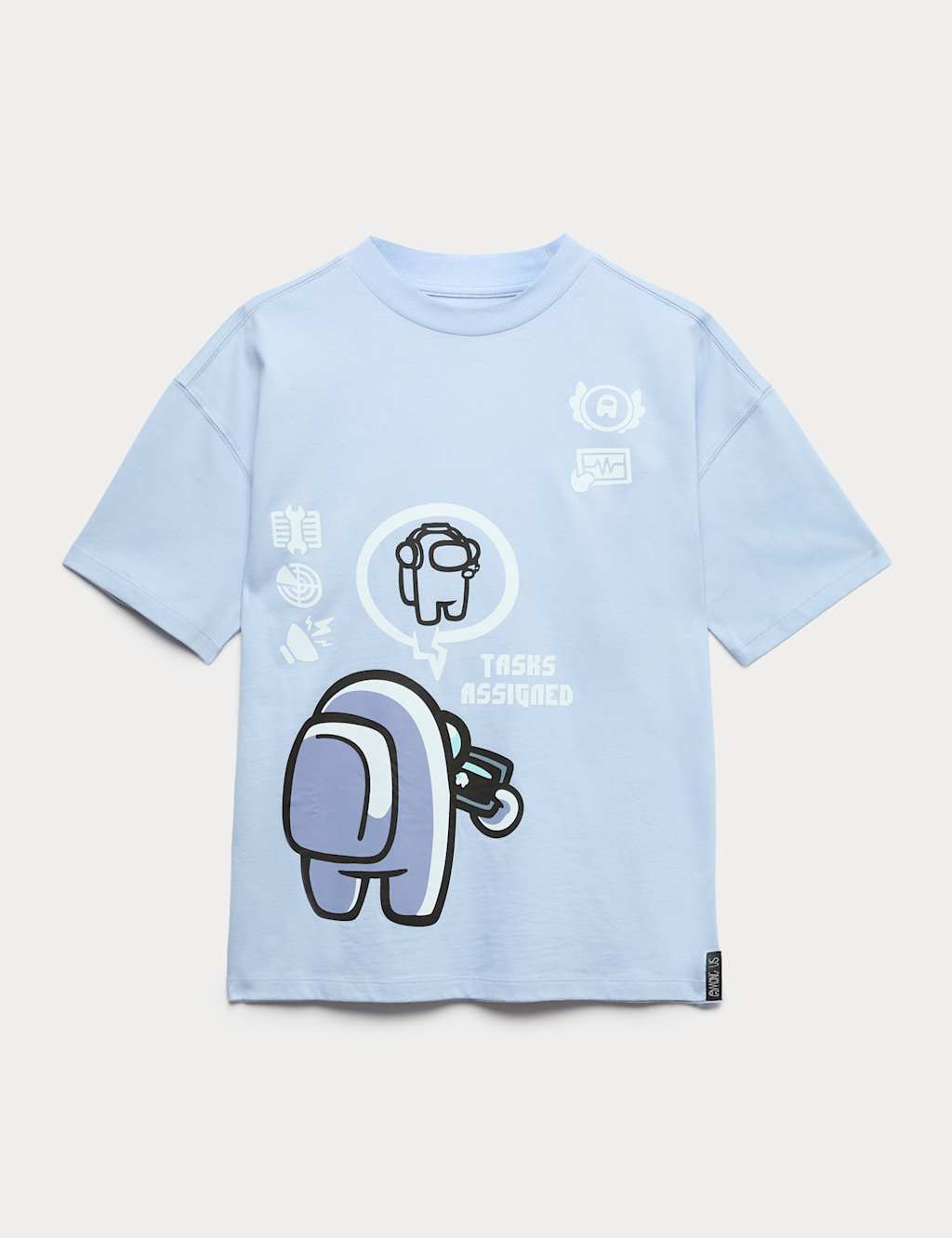 M&S Boys Pure Cotton Among Us Graphic T-Shirt - 10-11 Years - Light Blue
