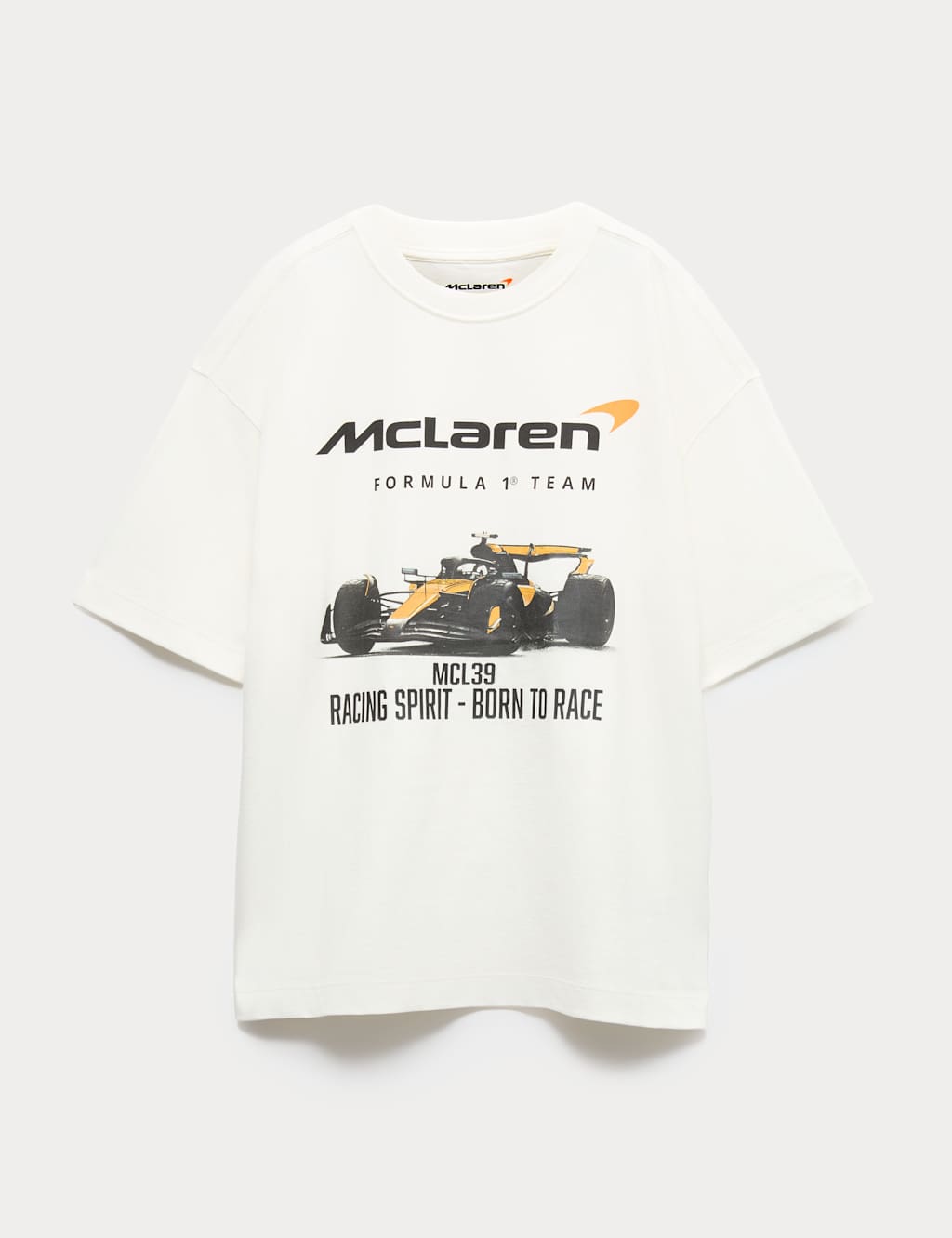 M&S Boys Pure Cotton McLaren Graphic T-Shirt (2-16 Yrs) - 14-15 Years - White