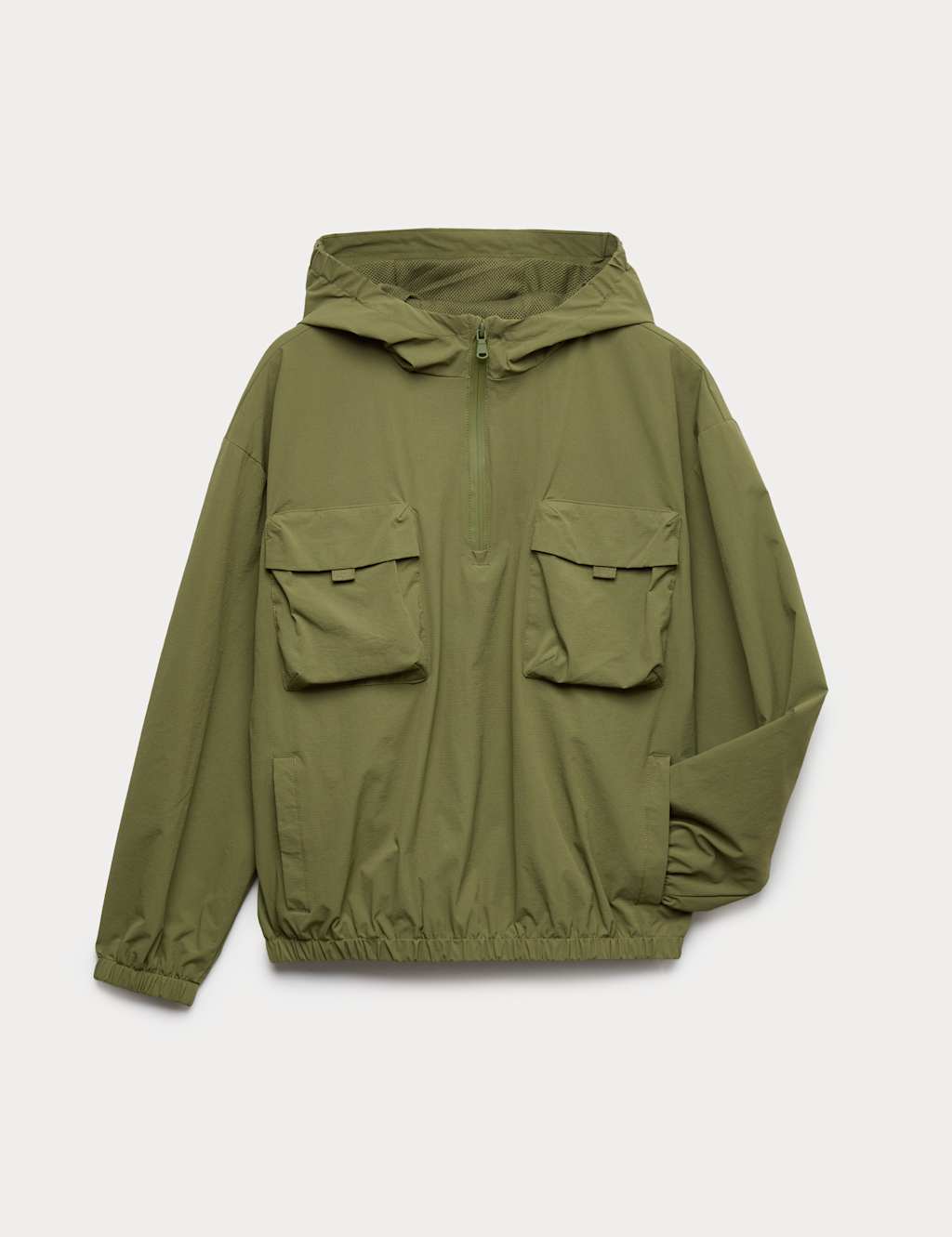 M&S Boys Lightweight Overhead Tech Jacket (6-16 Yrs) - 11-12 Years - Khaki
