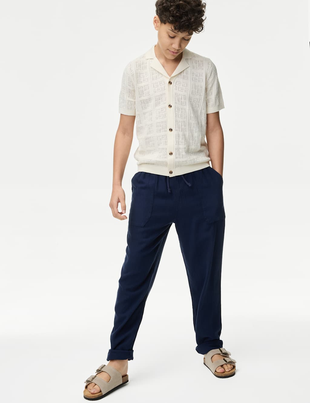 Linen Rich Cuffed Trousers (6-16 Yrs)