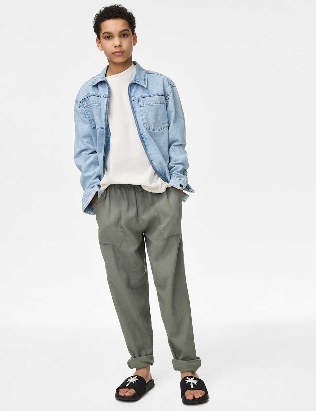 Linen Rich Cuffed Trousers (6-16 Yrs)