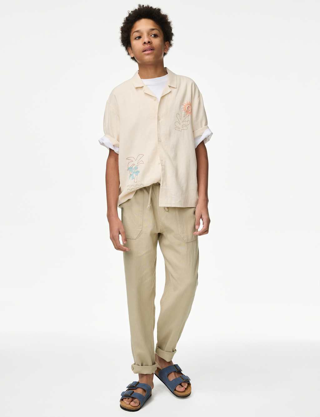 Linen Rich Cuffed Trousers (6-16 Yrs)
