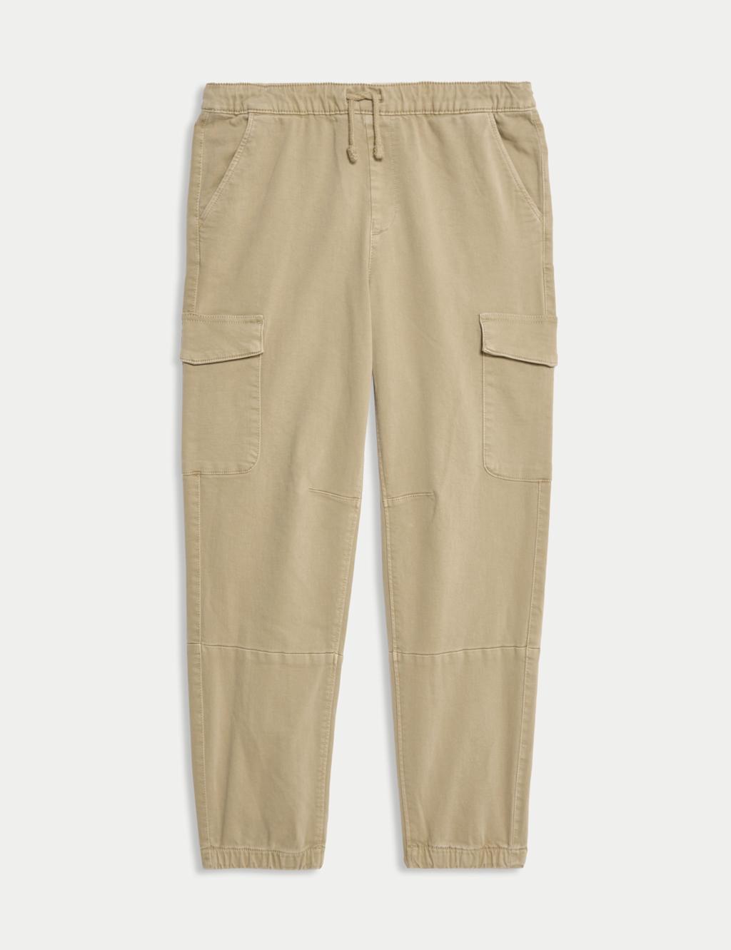 M&S Collection Boys Cotton Rich Cargo Trousers - 13-14 - Stone, Navy,Carbon,Green,Brown,Stone