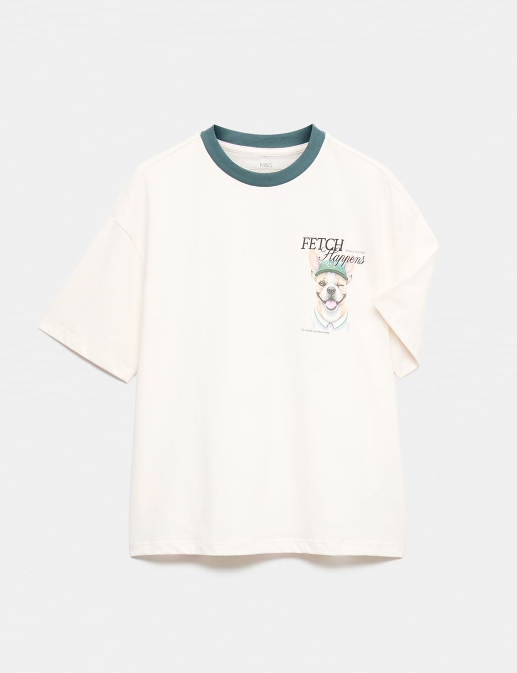 M&S Boys Pure Cotton Golf Dog Graphic T-Shirt (6-7 Yrs) - 6-7 Years - Ecru