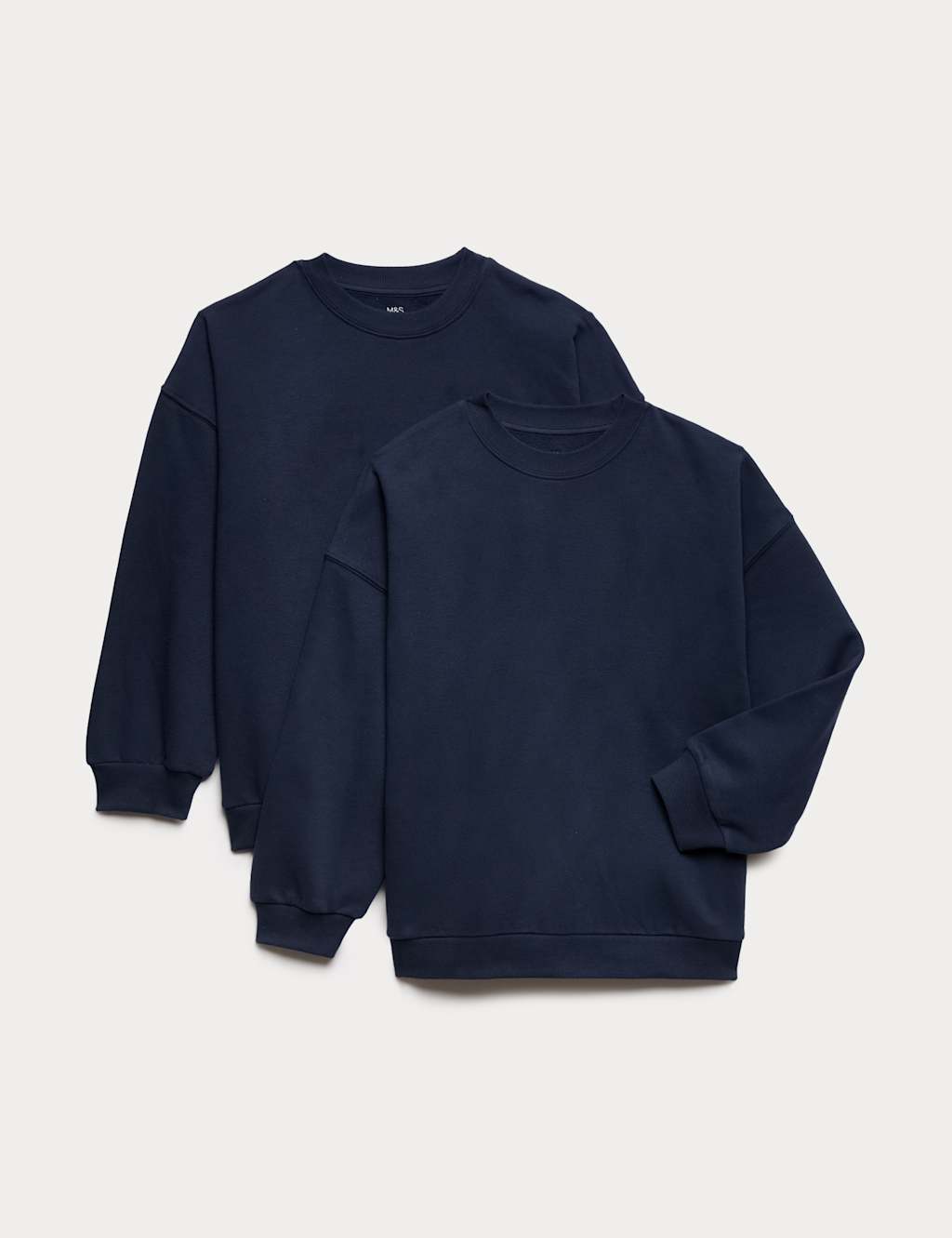 M&S Boys 2 Pack Cotton Rich Plain Sweatshirts (6-16 Yrs) - 14-15 Years - Navy