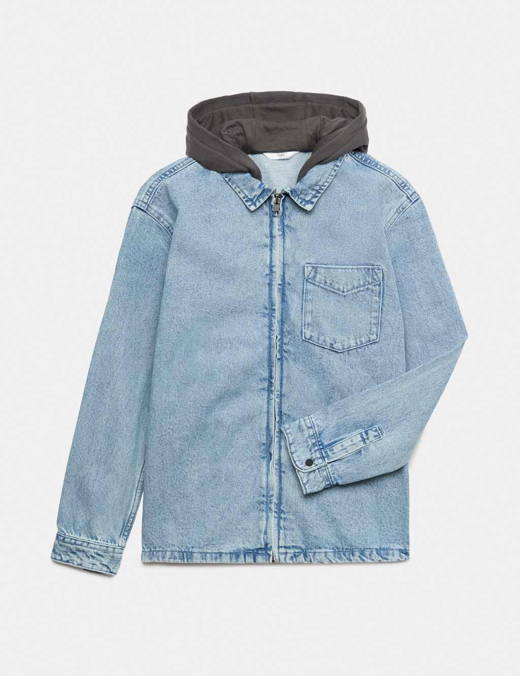 M&S Boys Hooded Denim Shirt (6-16 Yrs) - 11-12 Years