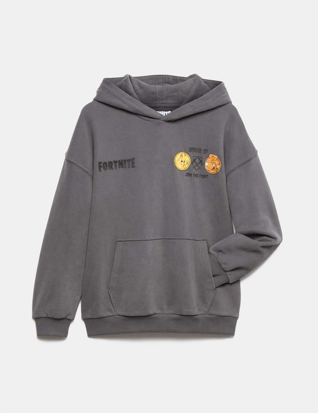 M&S Boys Pure Cotton Fortnite Graphic Hoodie (6-16 Yrs) - 8-9 Years - Dark Grey