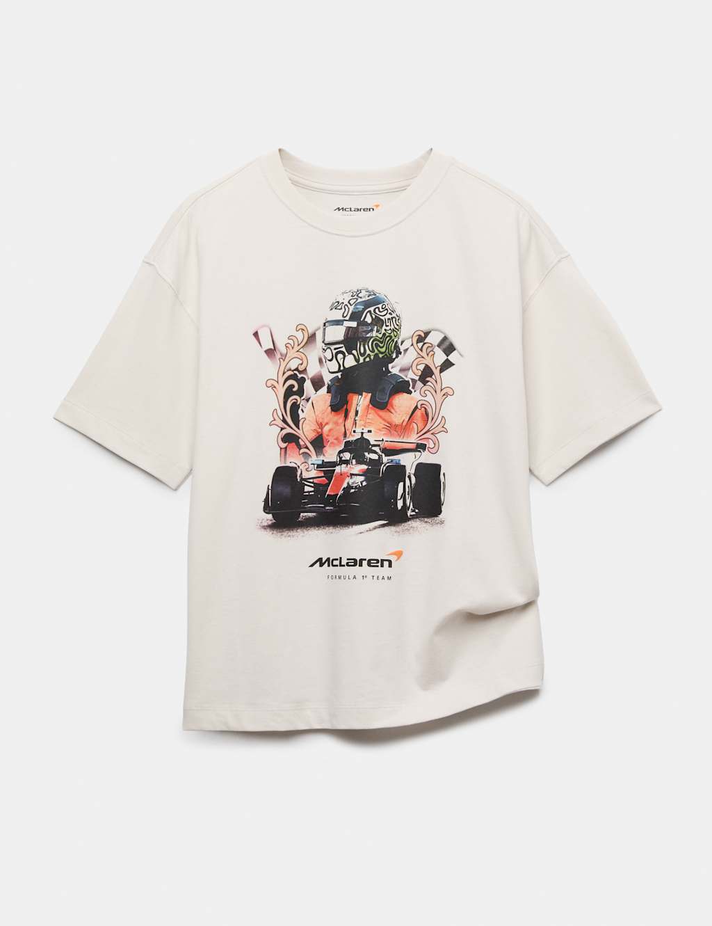 M&S Boys Pure Cotton McLaren T-Shirt (6-16 Yrs) - 6-7 Years - White