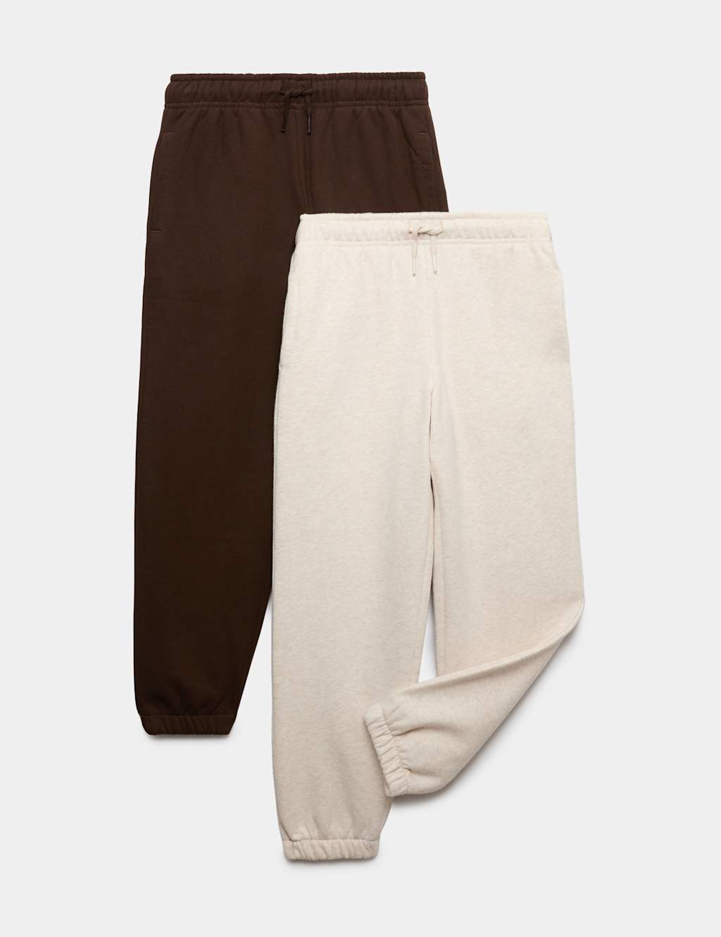 M&S Boys 2 Pack Cotton Rich Plain Joggers (6-16 Yrs) - 13-14 Years - Brown Mix