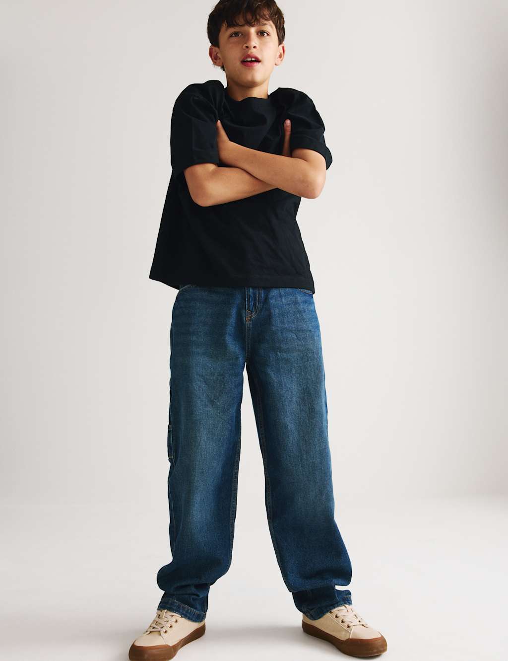 M&S Boys Pure Cotton Baggy Carpenter Jeans (6-16 Yrs) - 9-10 Years - Dark Indigo