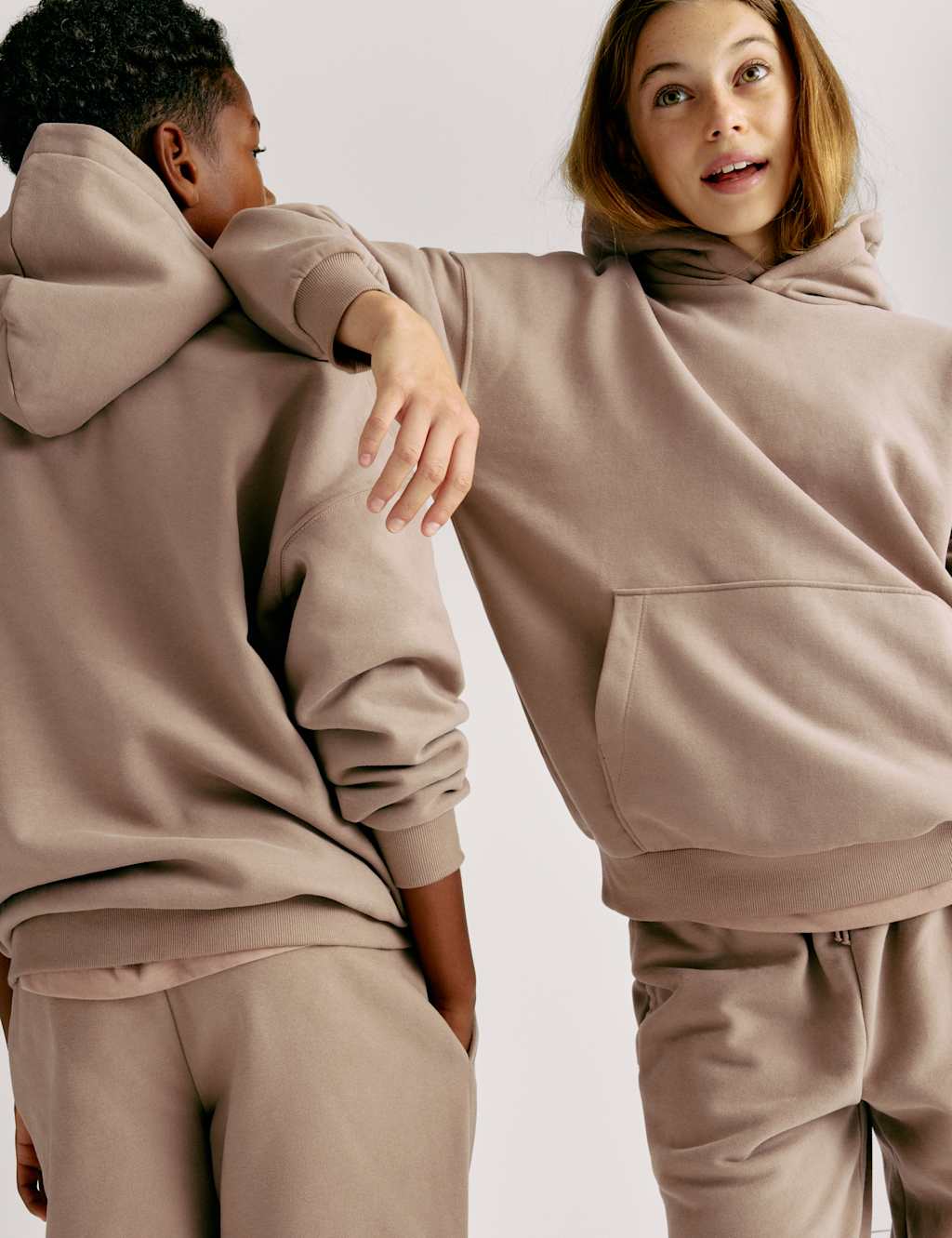 M&S Cotton Rich Hoodie (6-16 Yrs) Putty