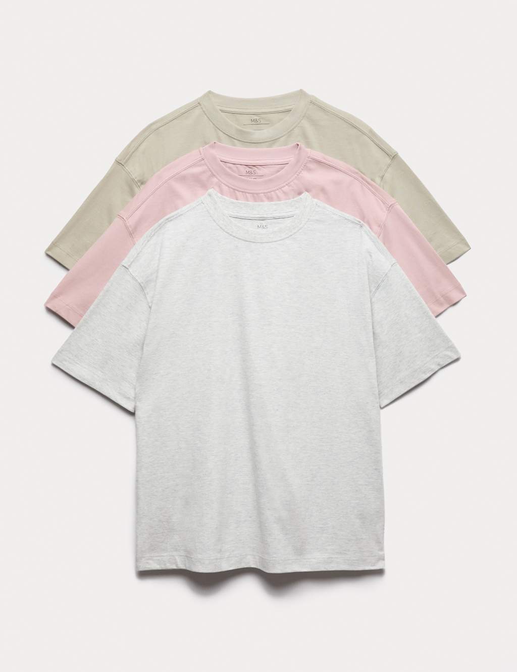 M&S Boys 3 Pack Pure Cotton T-Shirts (6-16 Yrs) - 9-10 Years - Grey Mix