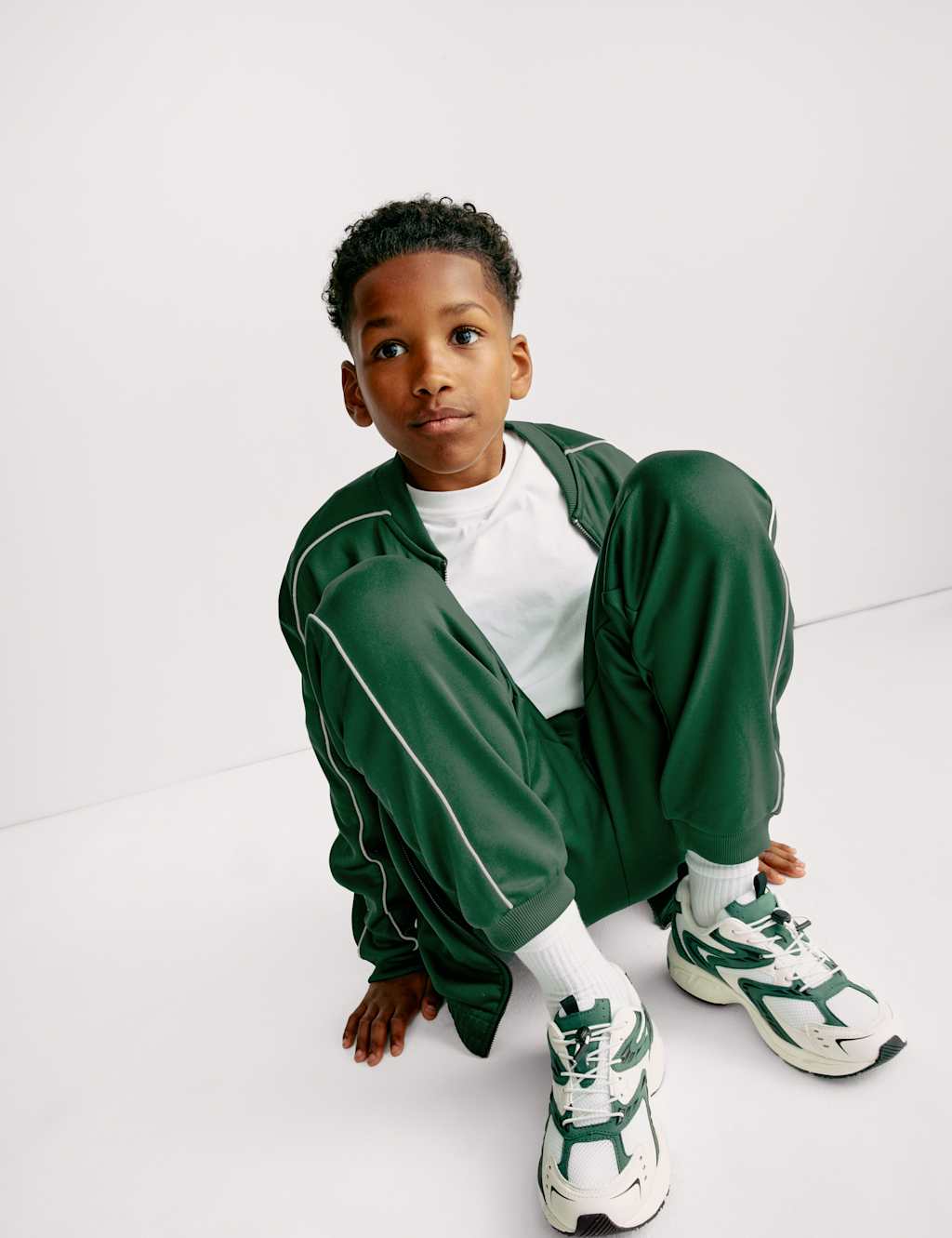 M&S Tricot Joggers (6-16 Yrs) Green