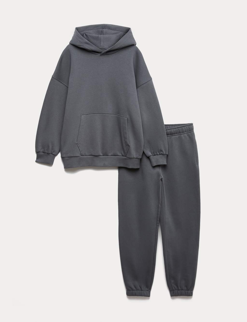 M&S Cotton Rich Hoodie and Jogger Set (6-16 Yrs) Dark Grey