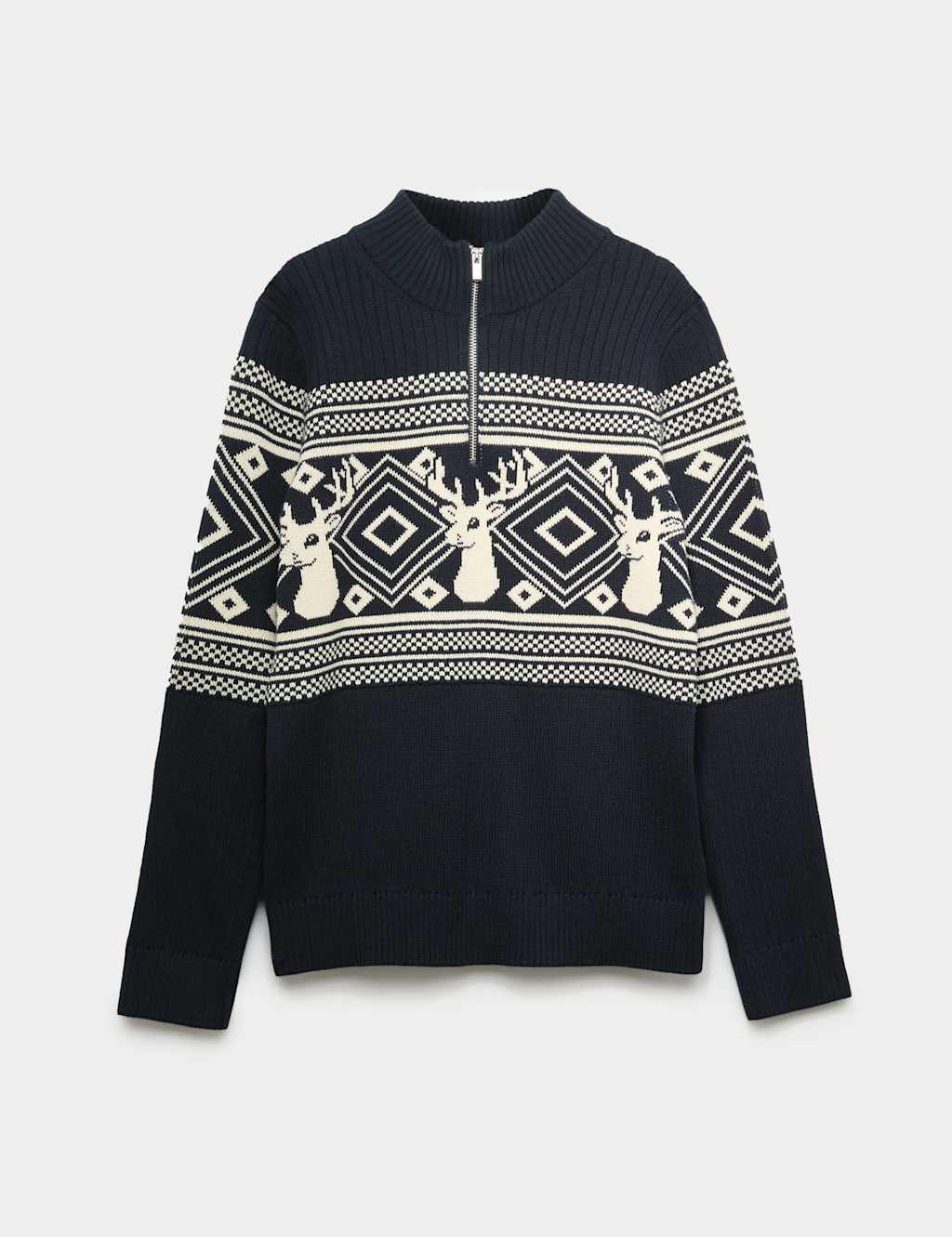 M&S Mini Me Christmas Fair Isle Jumper (6-16 Yrs) Navy