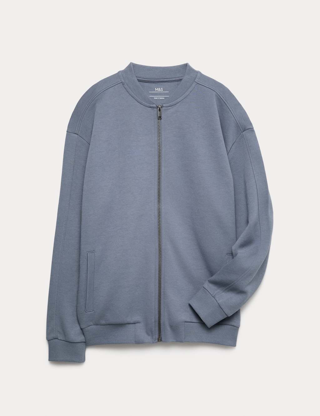 M&S Cotton Rich Interlock Bomber Sweatshirt (6-16 Yrs) Air Force Blue