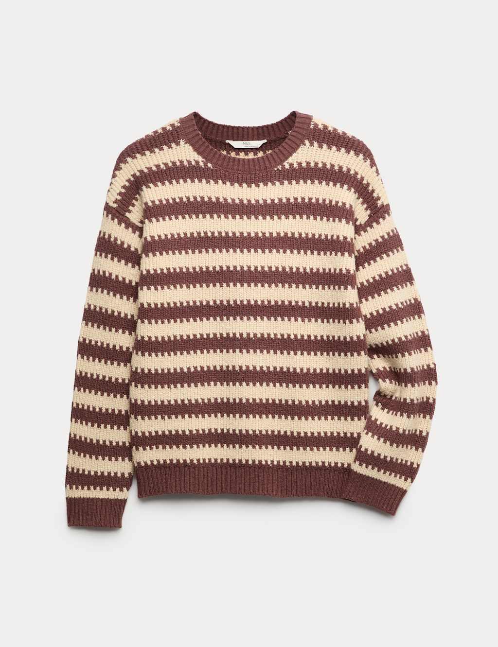 M&S Cotton Rich Striped Knitted Jumper (2-16 Yrs) Brown Mix