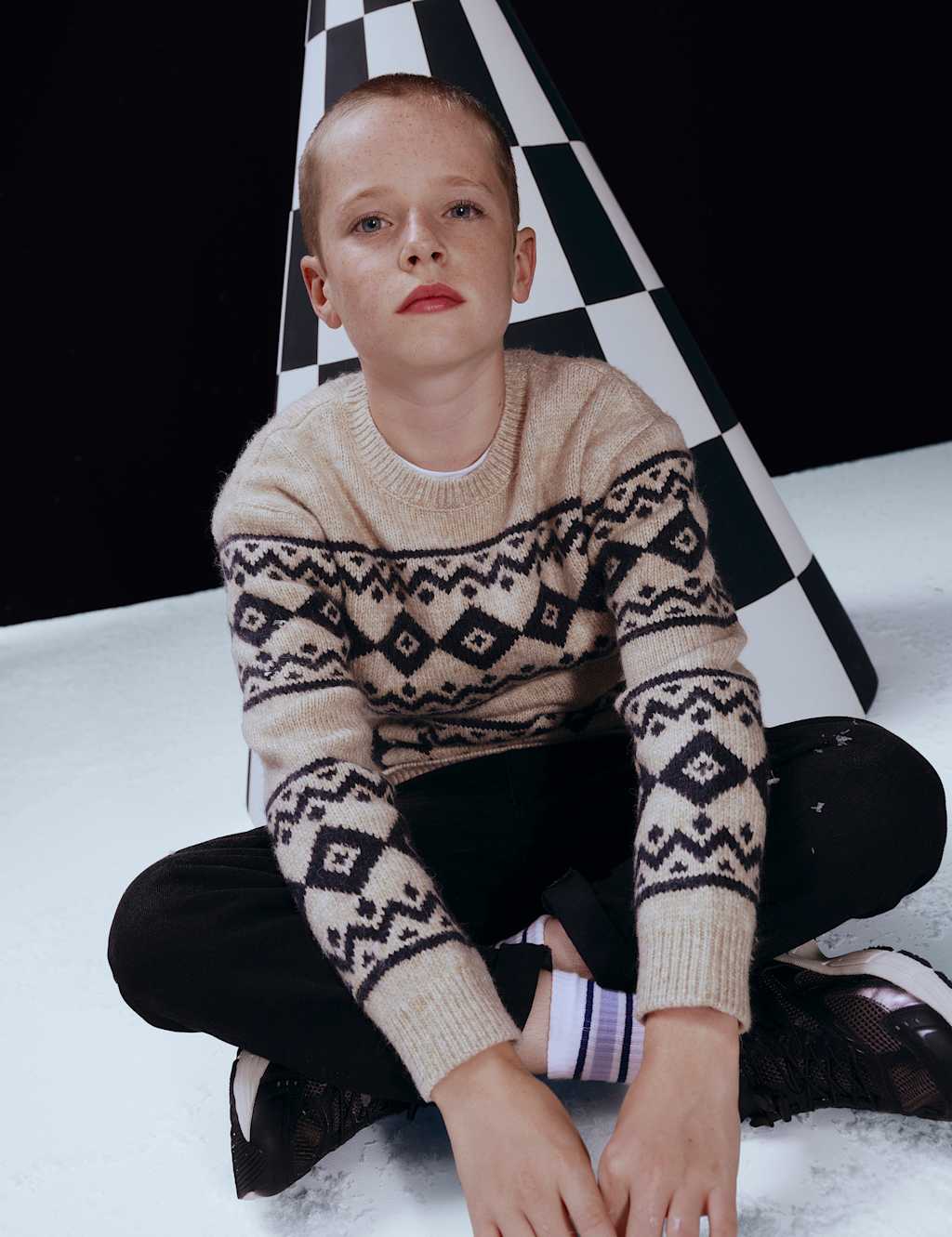 M&S Fair Isle Knit Jumper (2-16 Yrs) Stone Mix