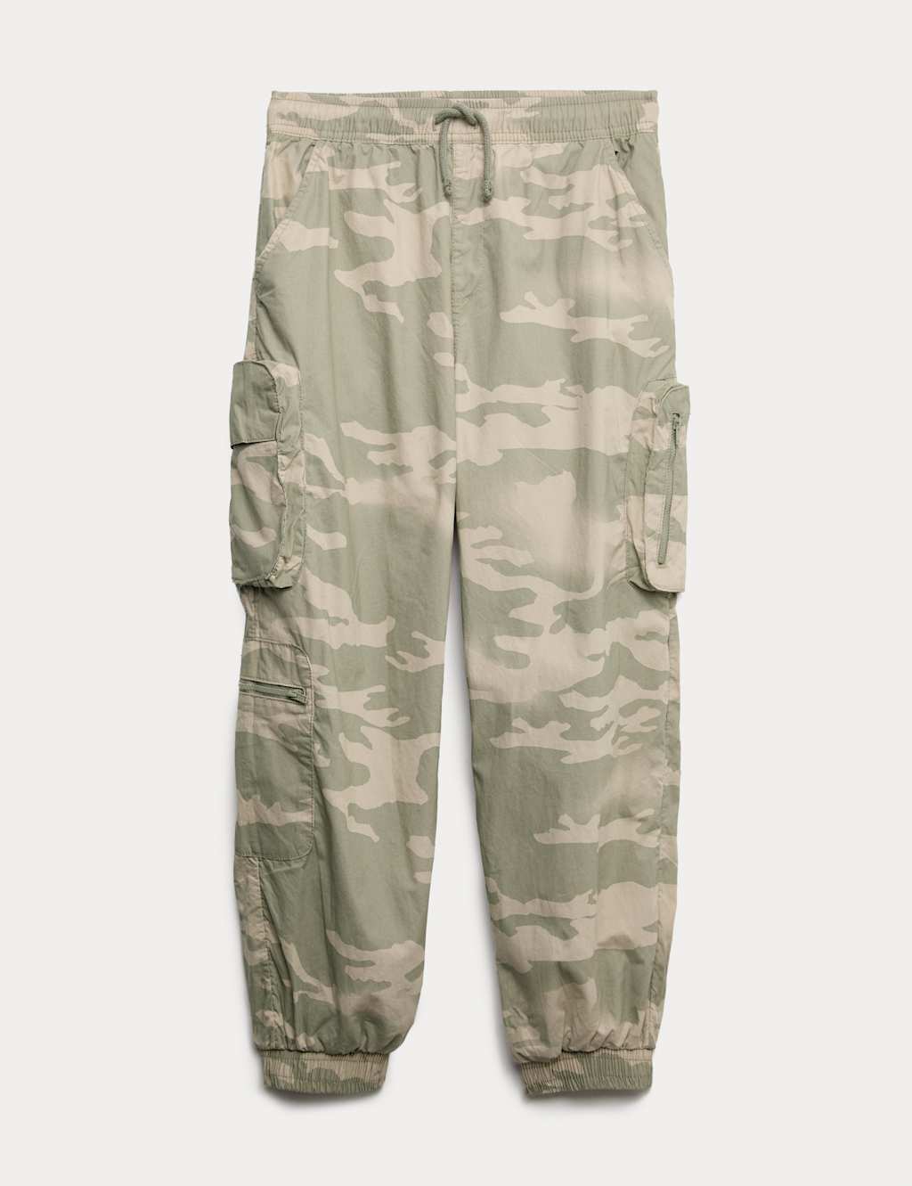 M&S Pure Cotton Camo Lined Cargo Trousers (6-16 Yrs) Green Mix