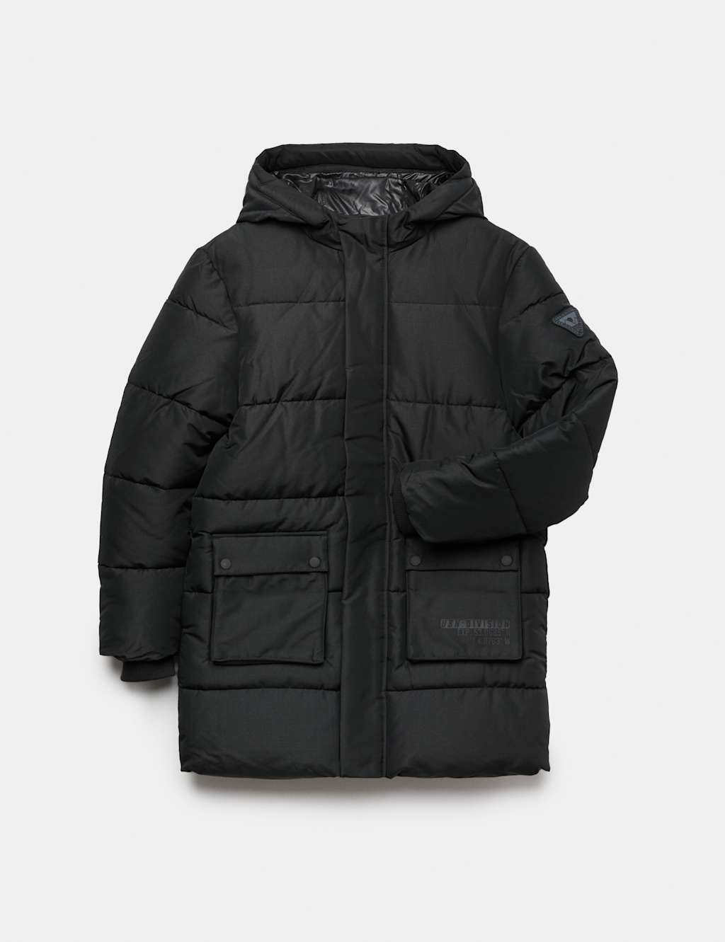 M&S Boys Longline Padded Coat (6-16 Yrs) - 6-7 Years - Black