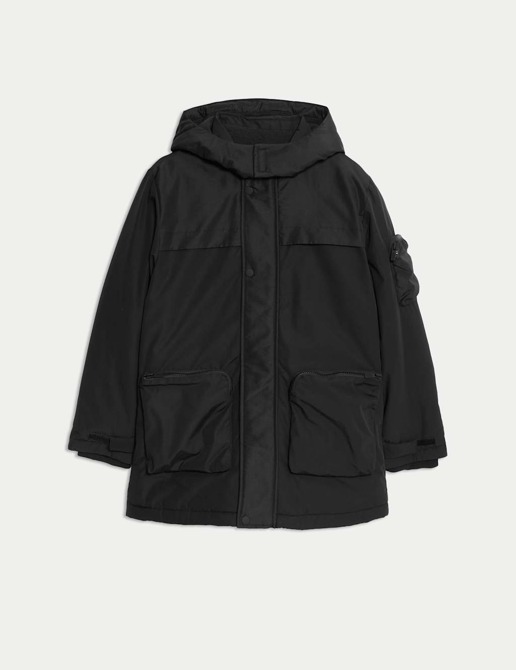 M&S Hooded Parka Coat (6-16 Yrs) Black