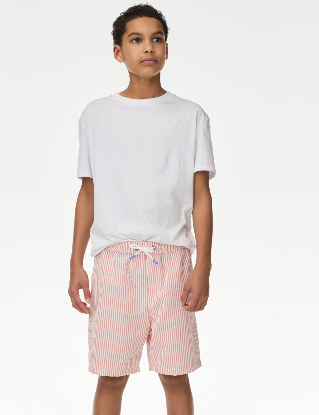 Cotton Blend Striped Swim Shorts (6-16 Yrs)