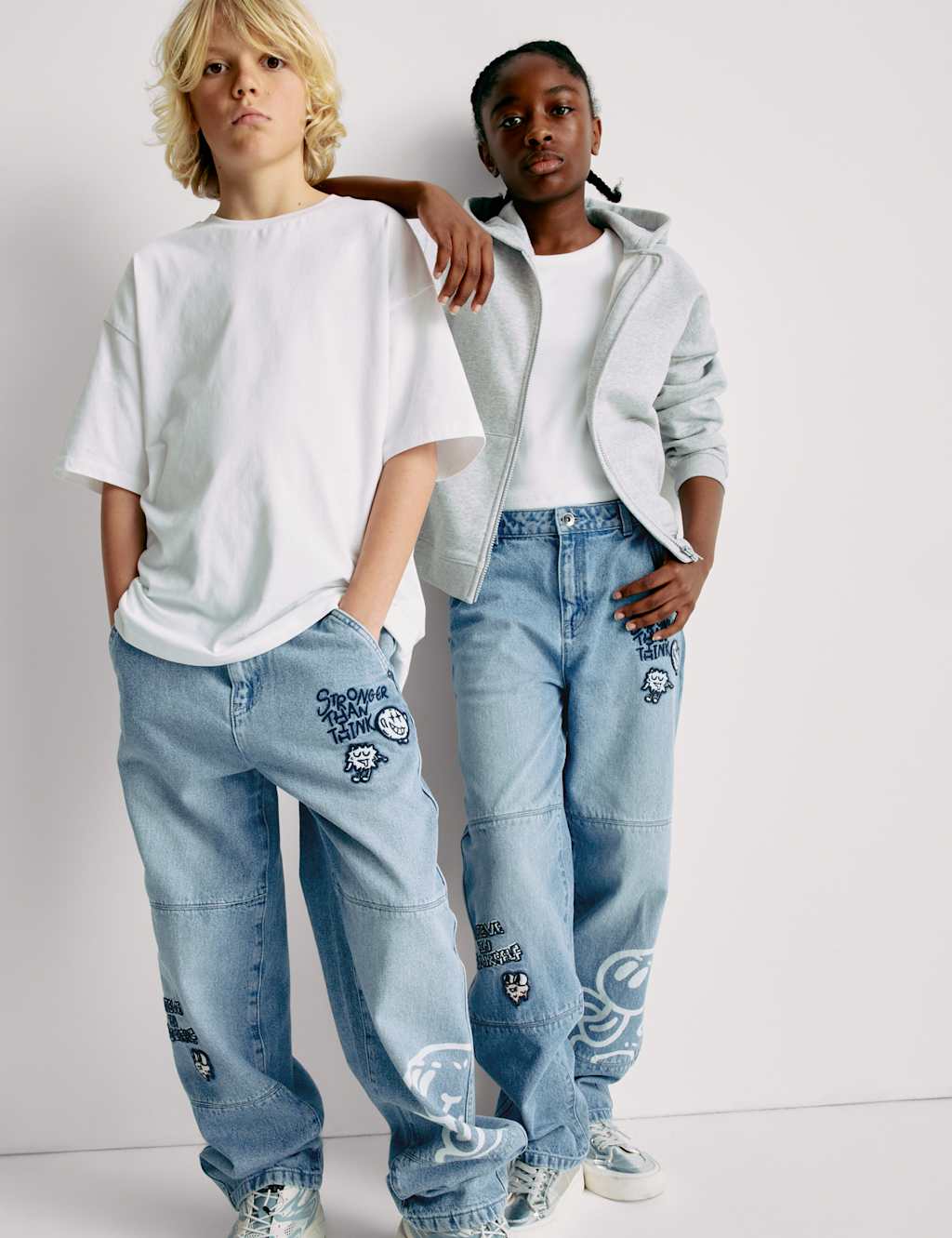 The Doodle Boy Pure Cotton Relaxed Slogan Jeans (4-16 Yrs)