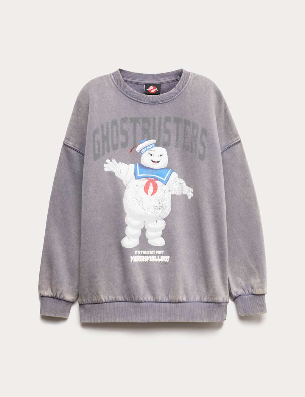 M&S Cotton Rich Ghostbusters Sweatshirt (6-16 Yrs) Grey Mix