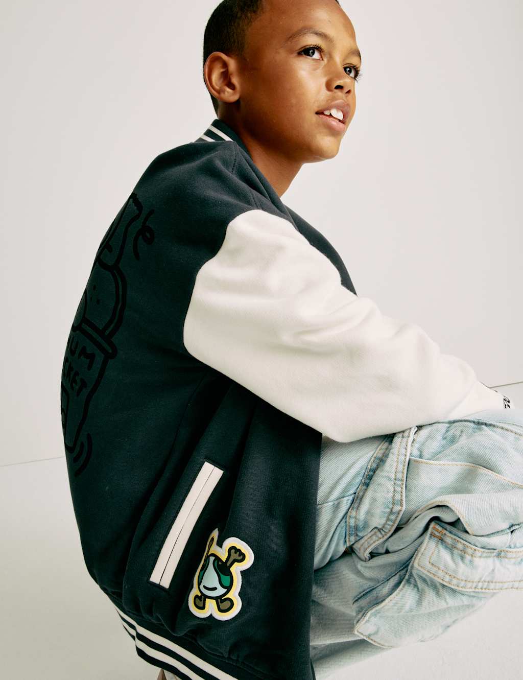 M&S Doodle Boy x SpongeBob SquarePants Bomber Jacket (4-16 Yrs) Black Mix