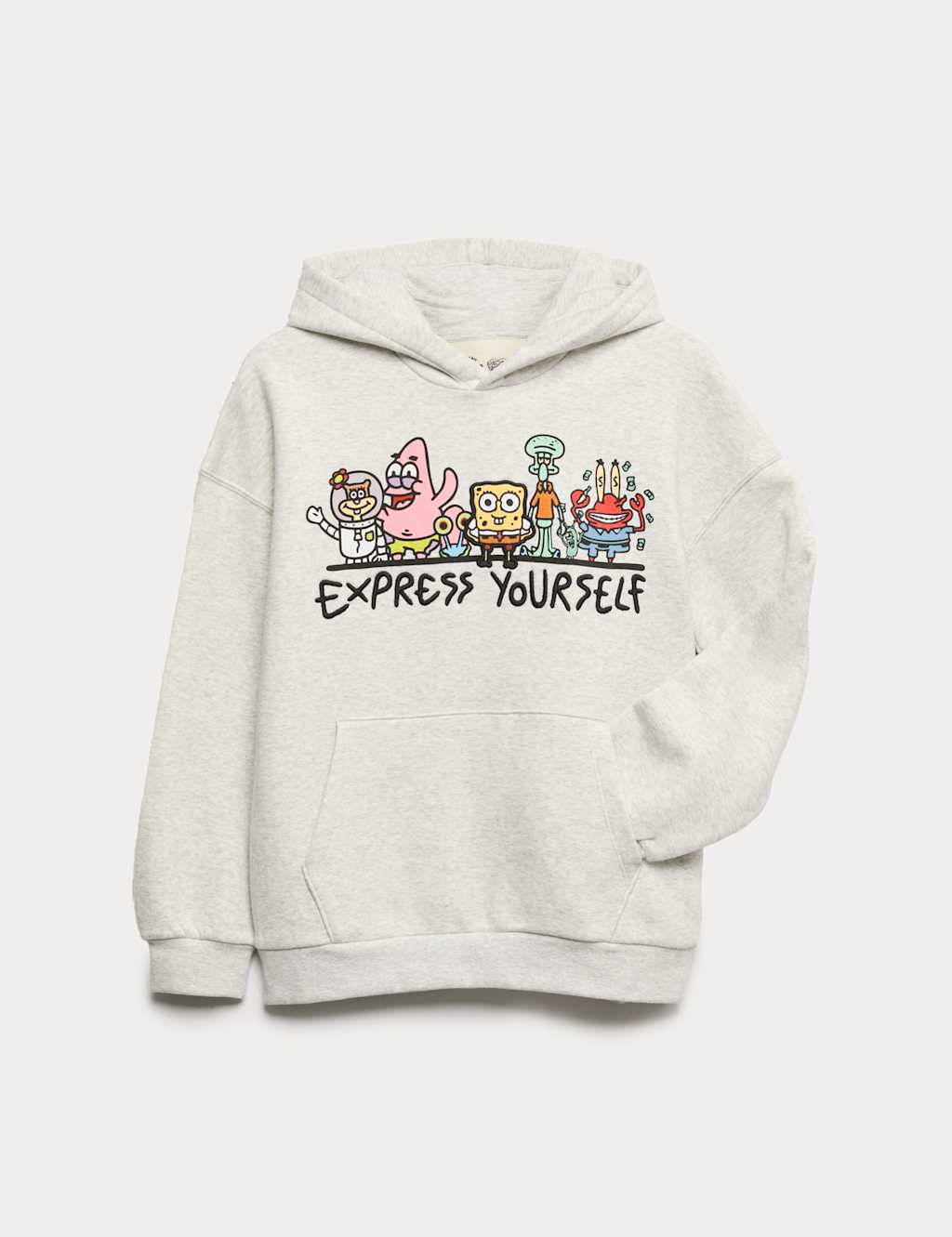 M&S Collection Boys Doodle Boy™ x SpongeBob SquarePants™ Graphic Hoodie (2-16 Yrs) - 10-11 - Grey Marl, Grey Marl