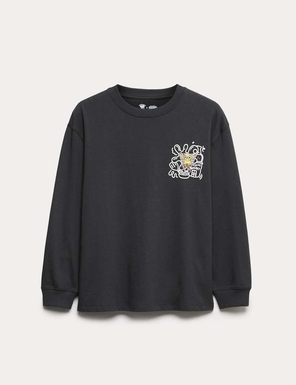 M&S Collection Boys Doodle Boy™ x SpongeBob SquarePants™ Long Sleeve Top (2 - 16 Yrs) - 9-10Y - Black, Black