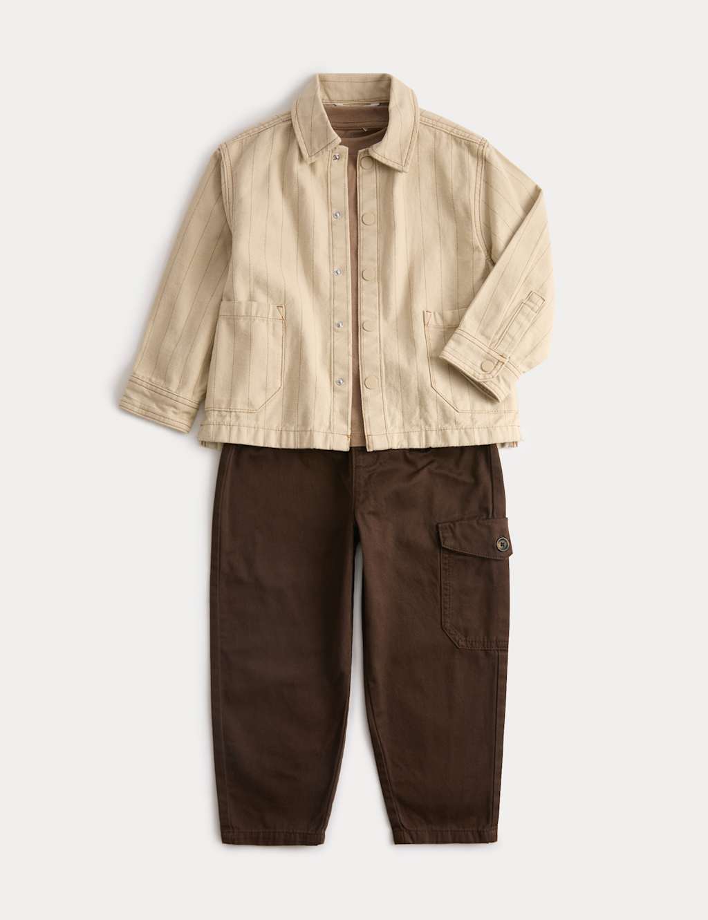 M&S 3pc Pure Cotton Outfit (1-8 Yrs) Natural Mix