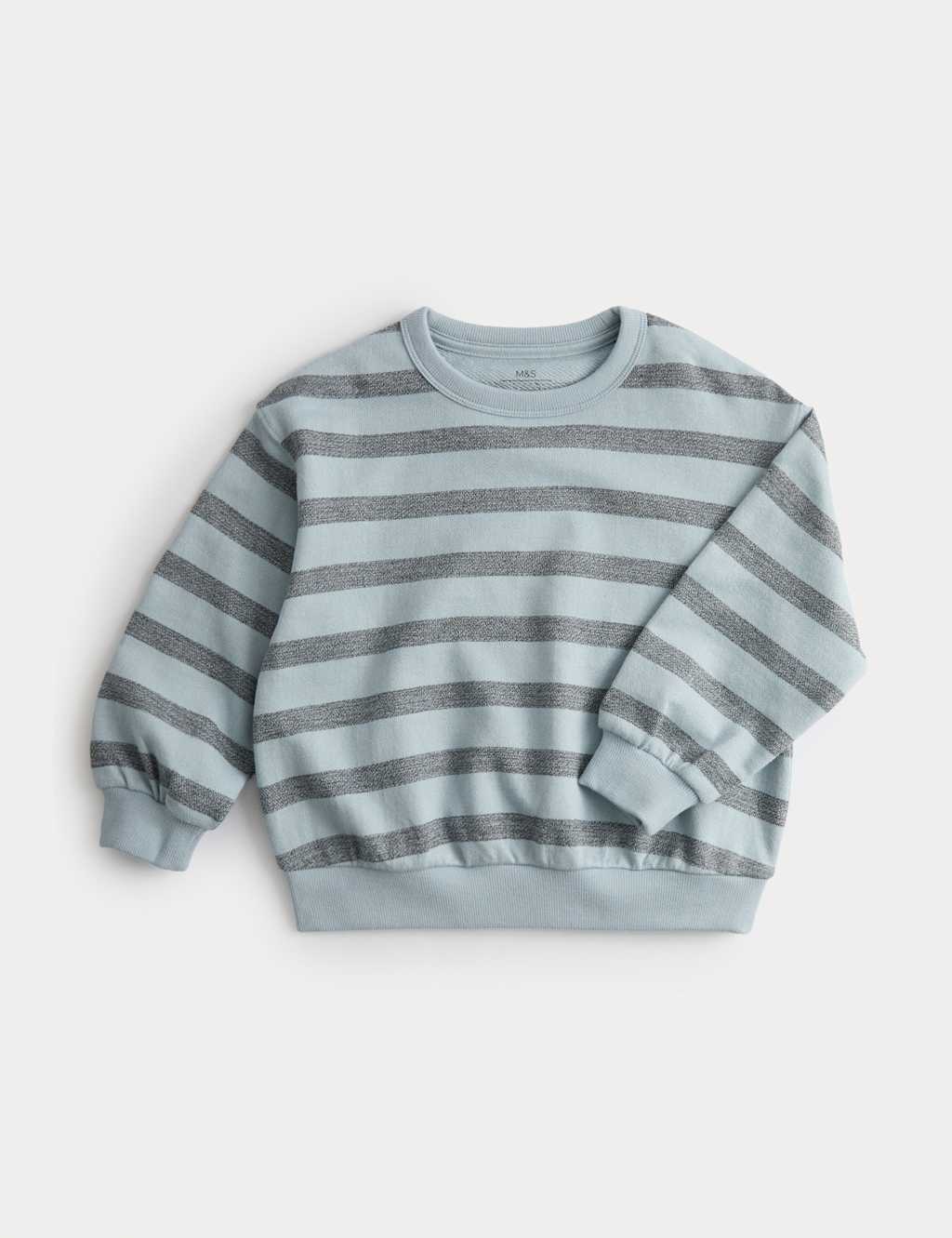 M&S Pure Cotton Heavyweight Striped Top (2-8Yrs) Blue Mix