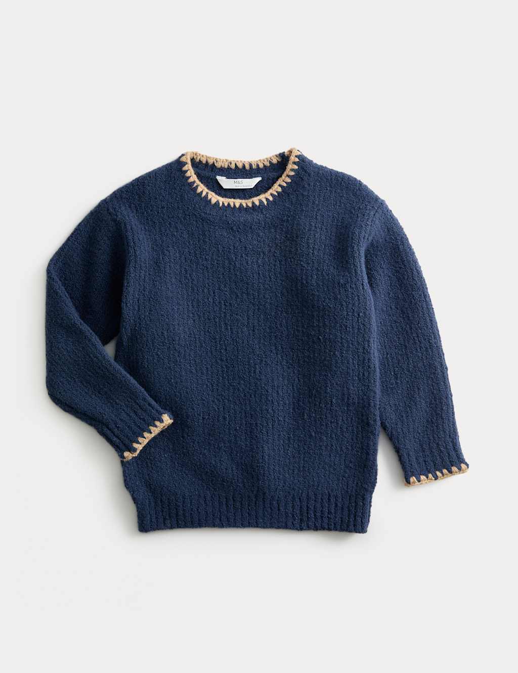 M&S Crew Neck Knitted Jumper (2-10 Yrs) Navy Mix
