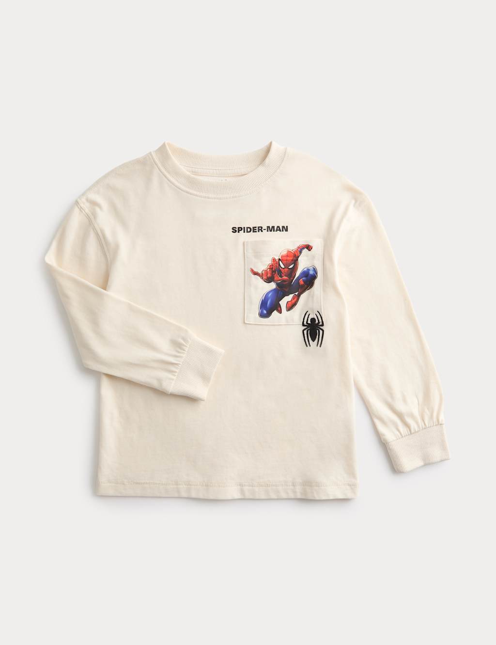 M&S Pure Cotton Spider-Man Top (2-7 Years) Cream Mix