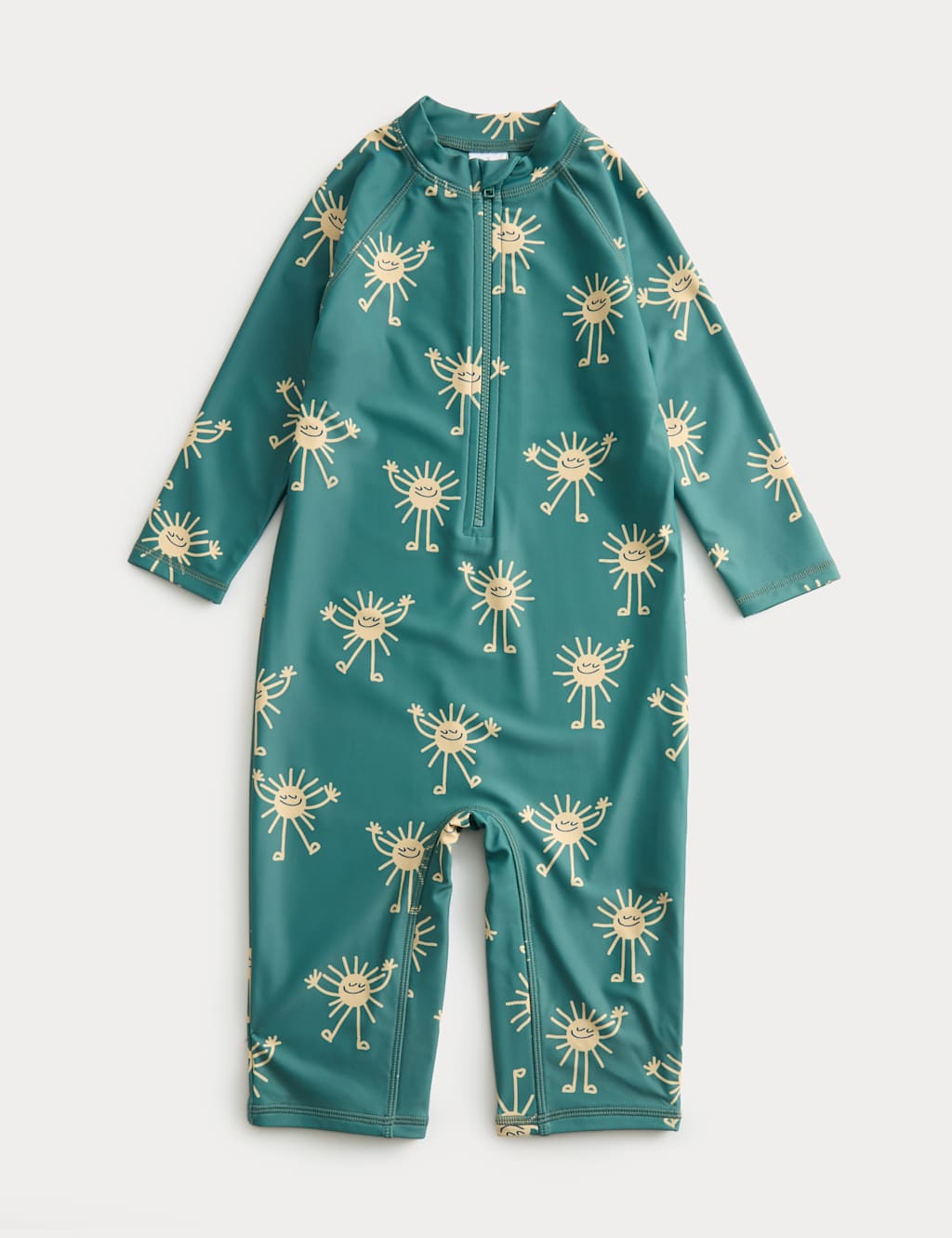 M&S Boys Sun Print All In One Swimsuit (2-8 Yrs) - 2-3 Years - Green Mix