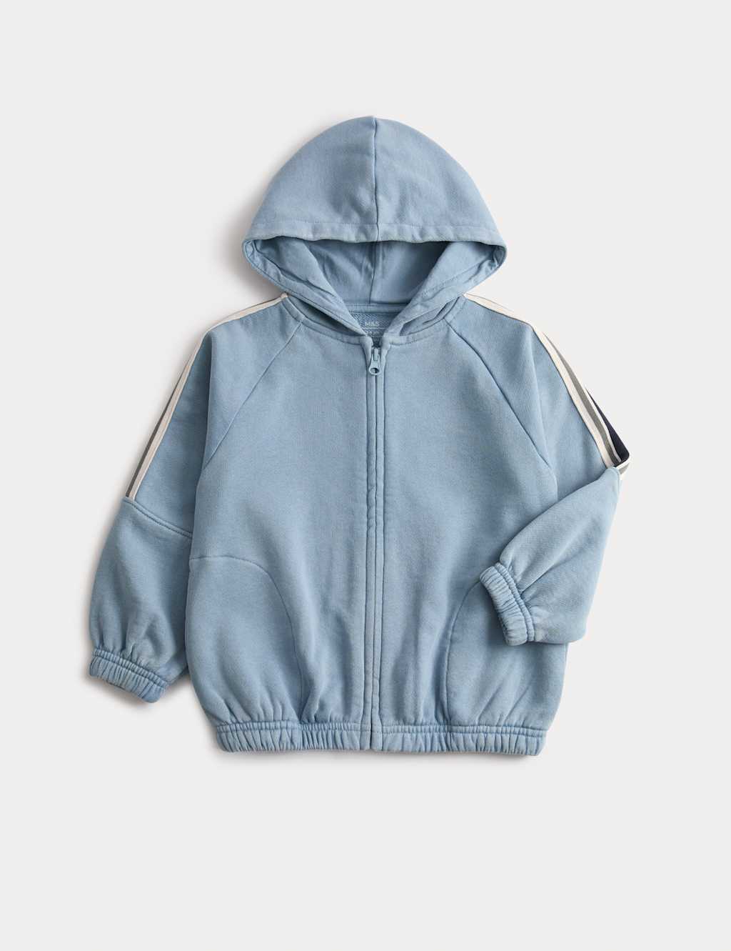 M&S Pure Cotton Taped Zip Through Hoodie (2-10 Yrs) Blue Mix
