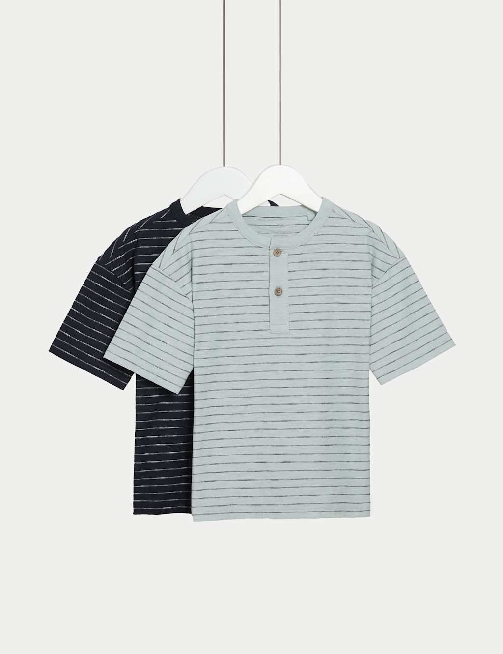 2pk Pure Cotton Striped T-Shirts (2-8 Yrs)