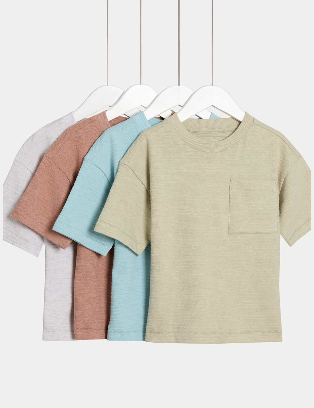 4pk Cotton Rich Textured T-Shirts (2-8 Yrs)