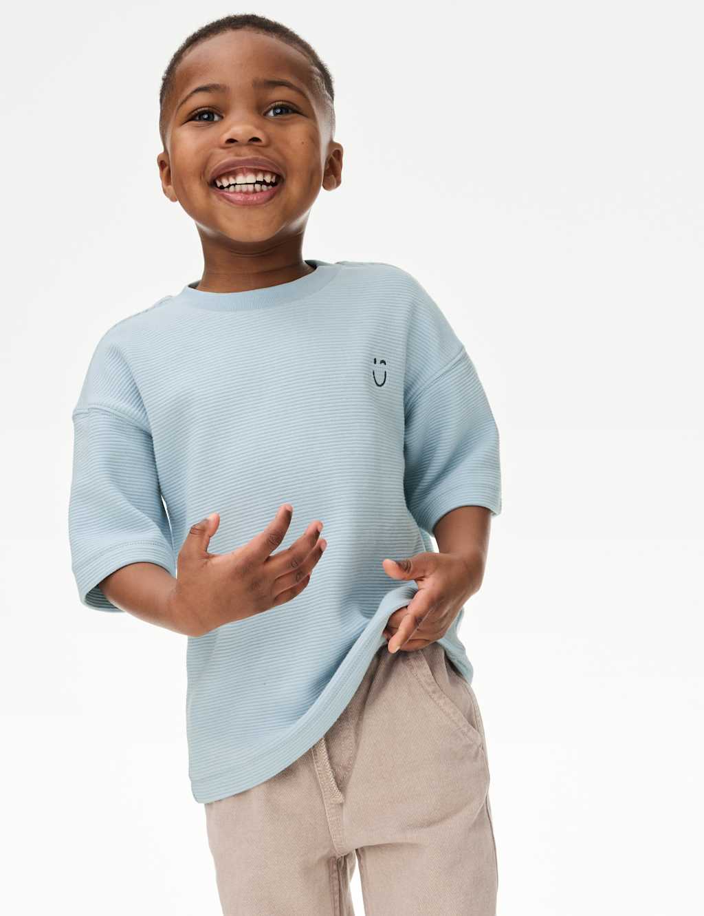 Pure Cotton Textured T-Shirt (1-7 Yrs)