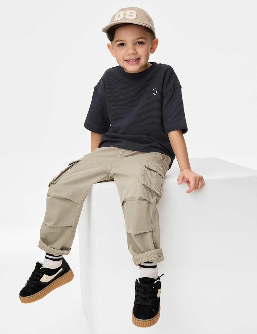 Pure Cotton Textured T-Shirt (1-7 Yrs)