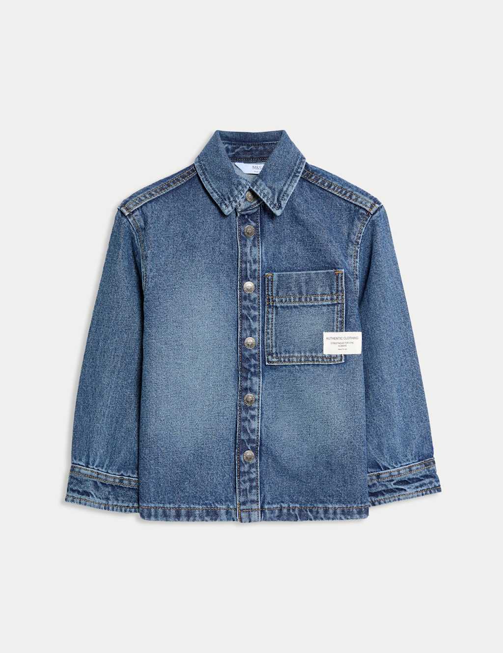 M&S Pure Cotton Twill Denim Shirt (2-8 Yrs) Denim