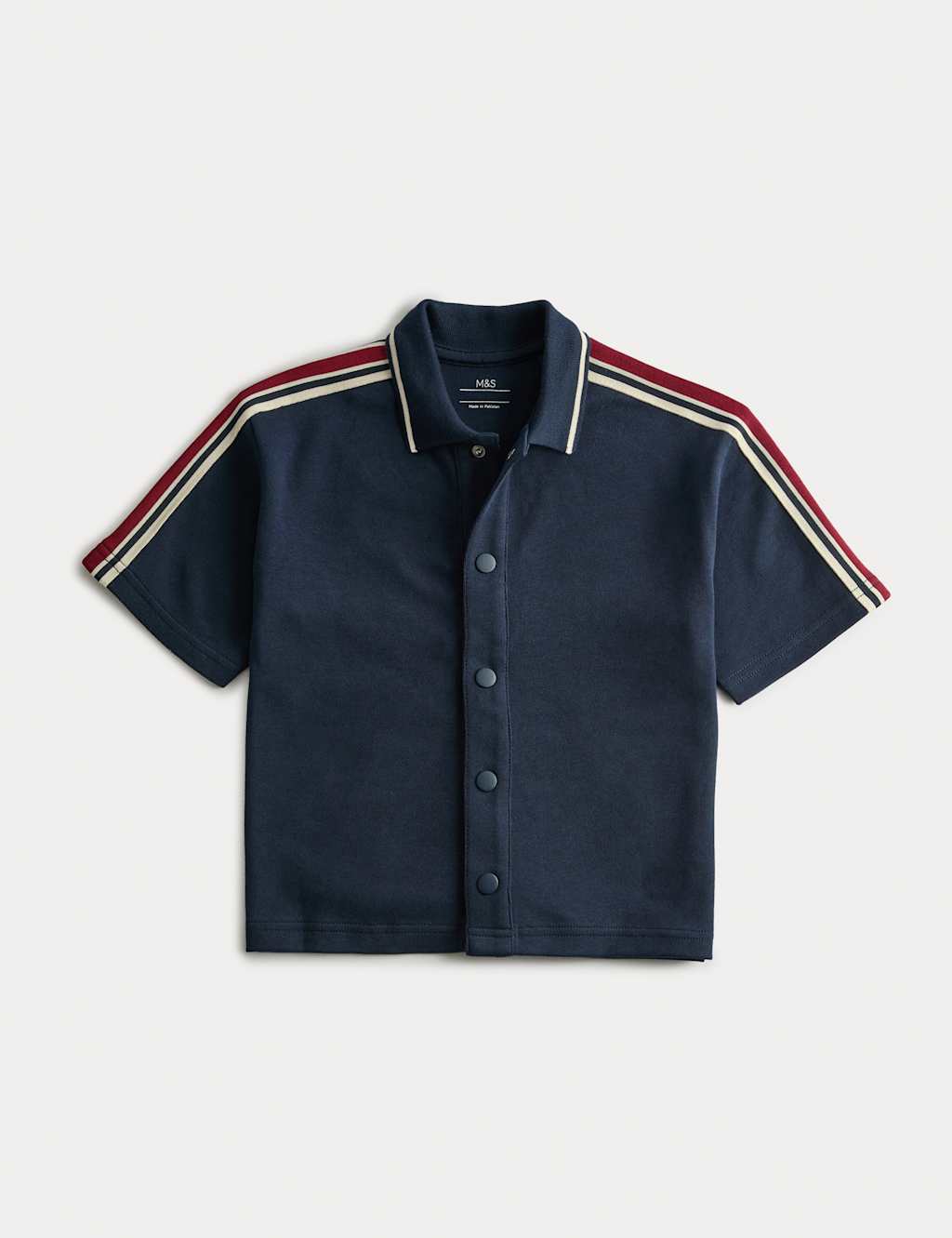 M&S Pure Cotton Taped Shirt (2-8 Yrs) Navy