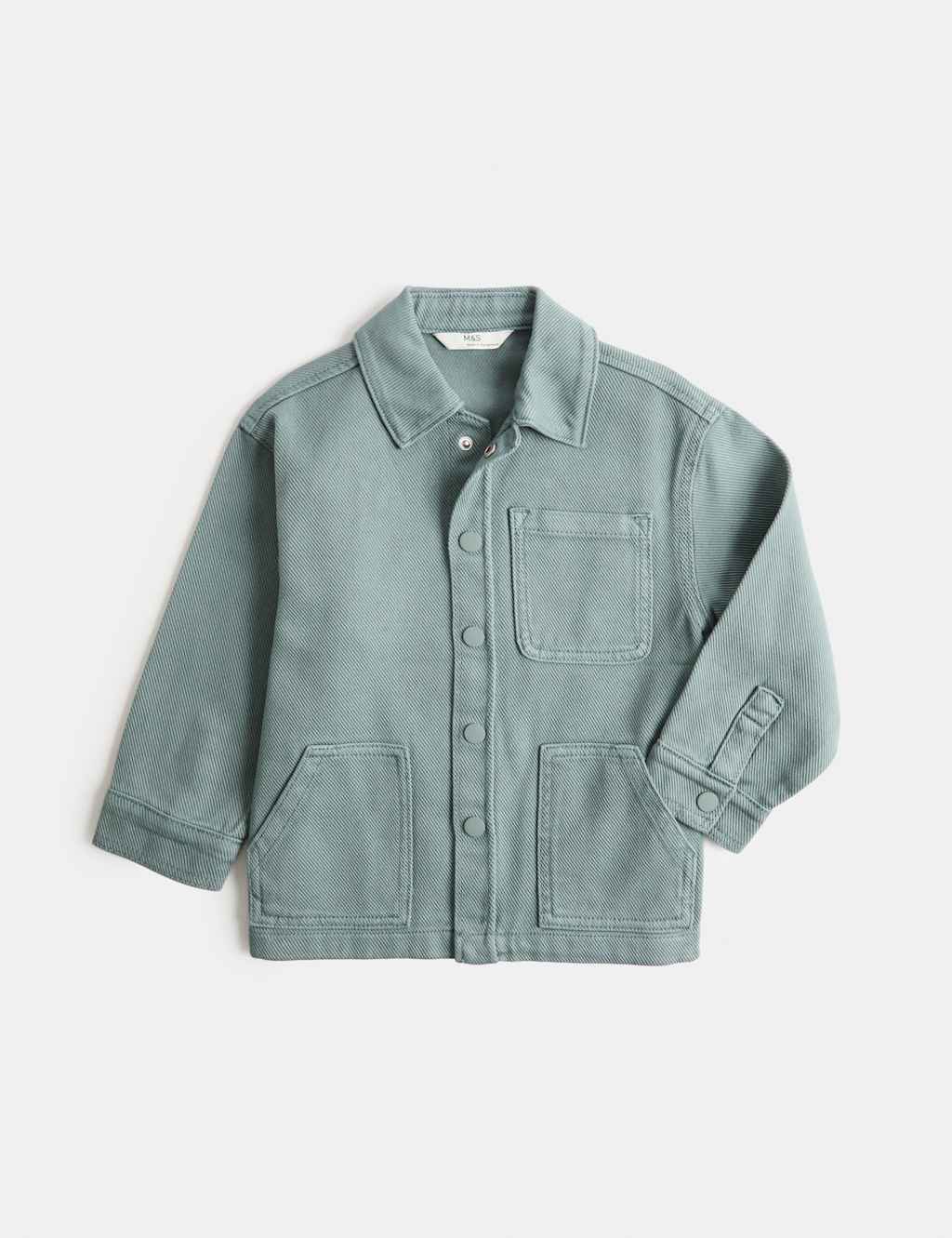 M&S Boys Pure Cotton Denim Overshirt (2-8 Yrs) - 2-3 Years - Green